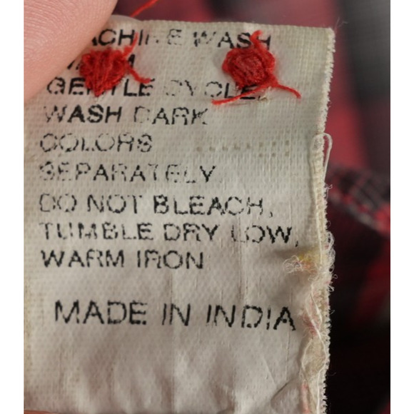 Parx Shirt Mens 42 CM Slim Buffalo Plaid Long Sleeve Button Up Red - Picture 8 of 11